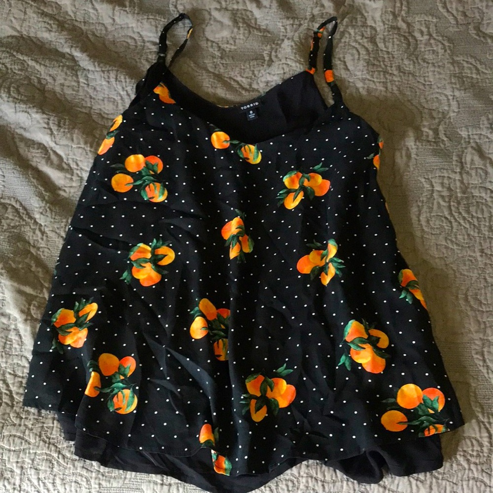 Torrid Orange Citrus Pattern Tank